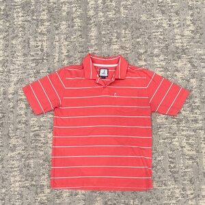 johnnie-O Kids Polo in Coral and White Stripes